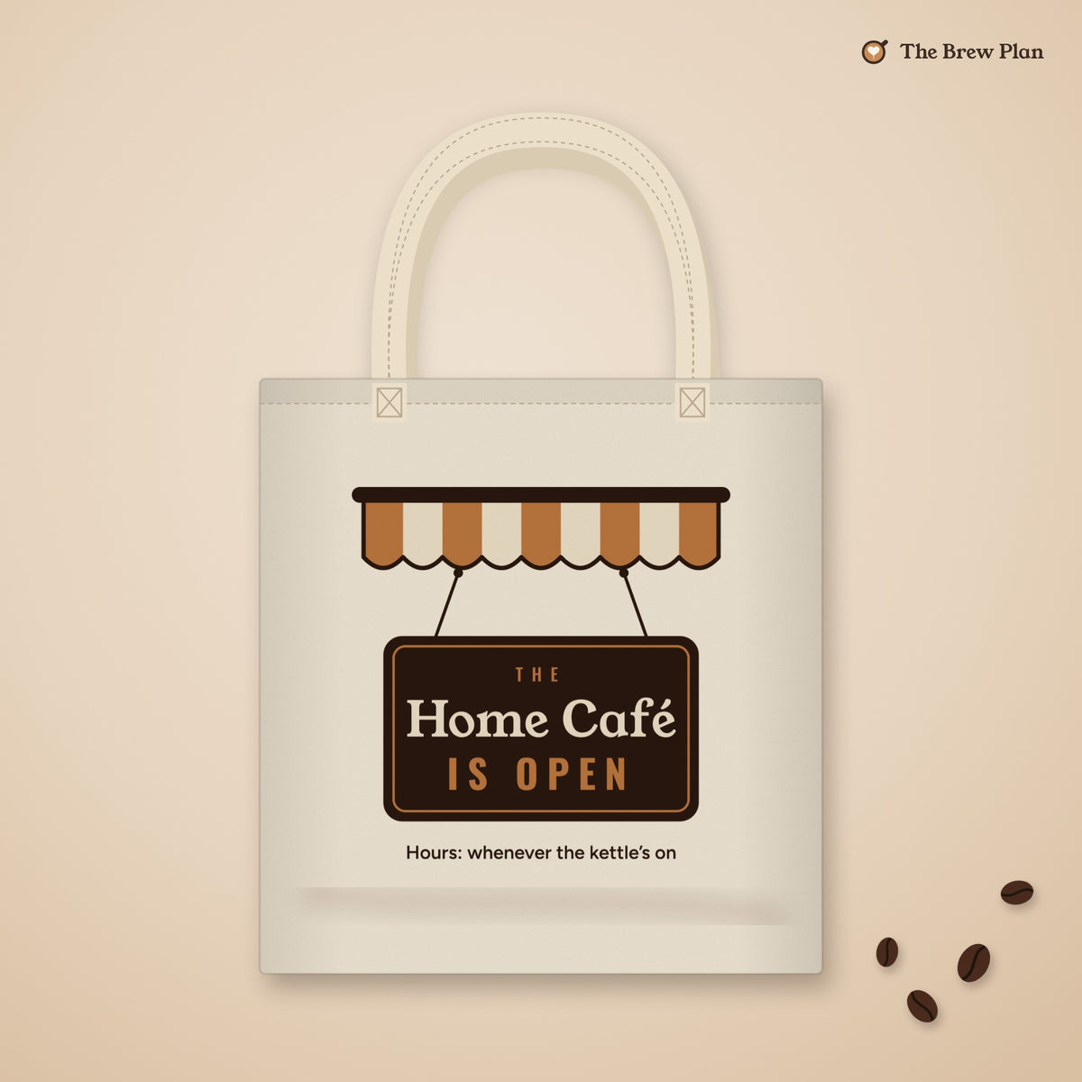 Coffee Lover Gift, The Home Café Is Open Tote Bag, Cute Coffee Shop Canvas Tote, Market Bag, Home Barista Gift for Her