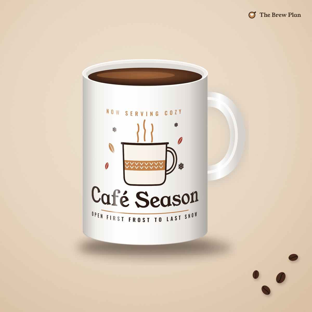 Coffee Lover Gift, Café Season Mug, Cozy Fall Winter 15oz Coffee Mug, Autumn Latte Mug, Christmas Gift for Coffee Lovers
