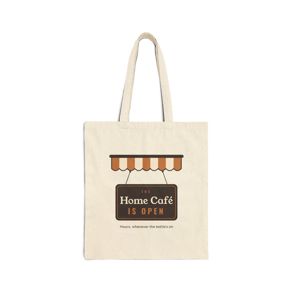 Coffee Lover Gift, The Home Café Is Open Tote Bag, Cute Coffee Shop Canvas Tote, Market Bag, Home Barista Gift for Her