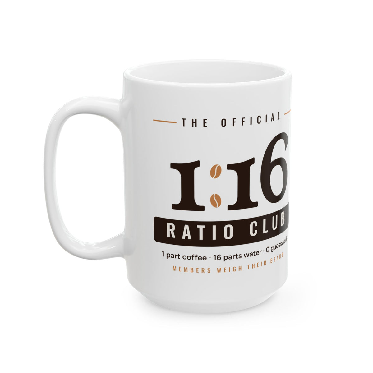 Coffee Nerd Gift, 1:16 Ratio Club Mug, Pour Over Coffee Ratio 15oz Mug, Home Barista Gift, Specialty Coffee Lover Mug