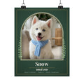 Custom Pet Portrait from Photo, Personalized Dog Portrait with Name, Green Cat Portrait Print, Pet Memorial Gift, Dog Dad Gift, Arch Poster