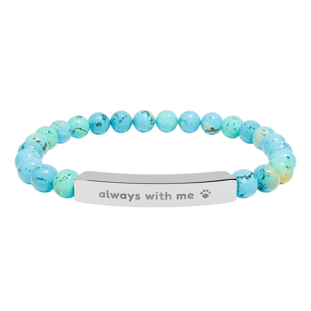 Pet Memorial Bracelet, Always With Me Engraved Stone Bracelet, Pet Loss Gift, Sympathy Gift for Dog or Cat Loss