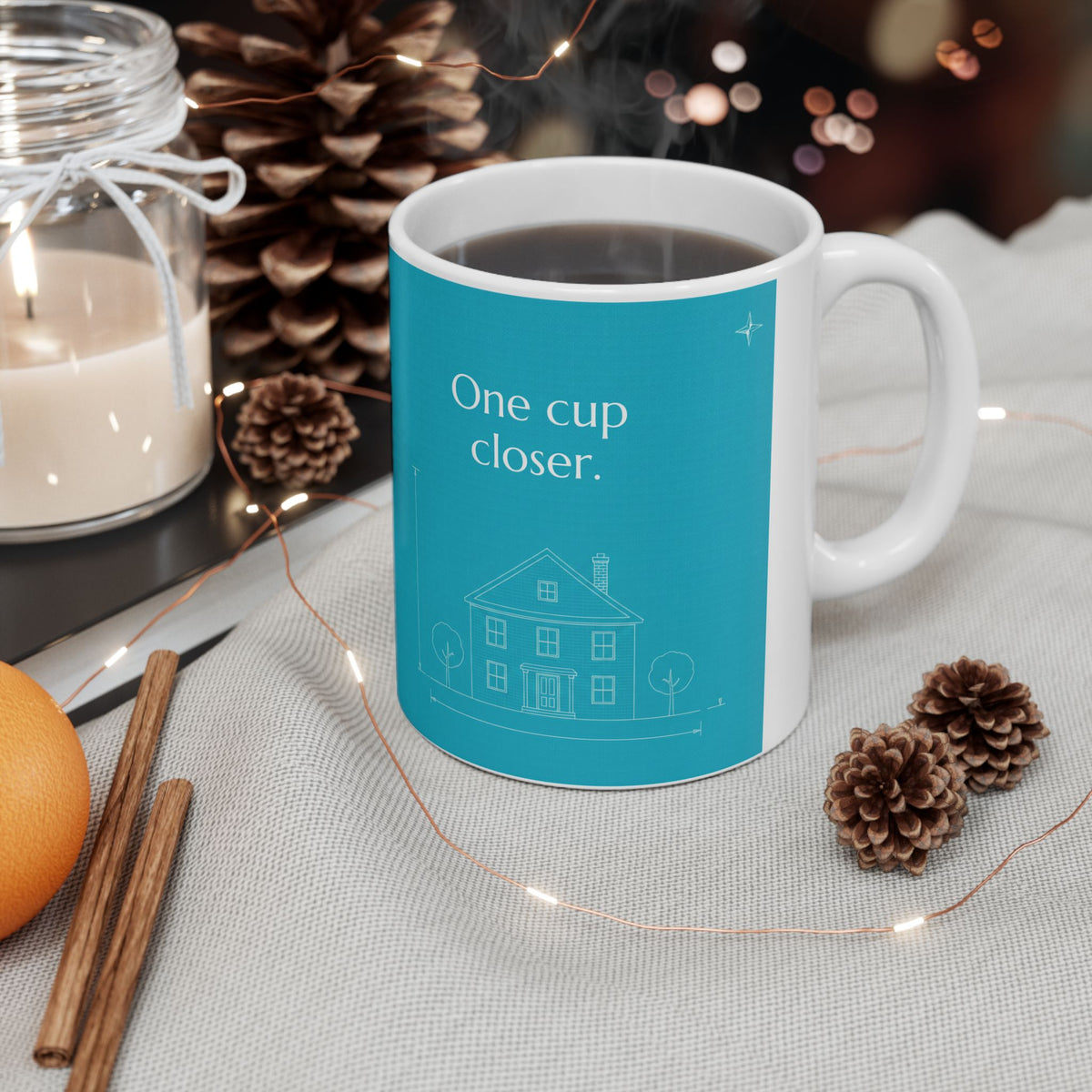 Personalized House Fund Mug, Blueprint House Coffee Mug, New Home Savings Goal Gift