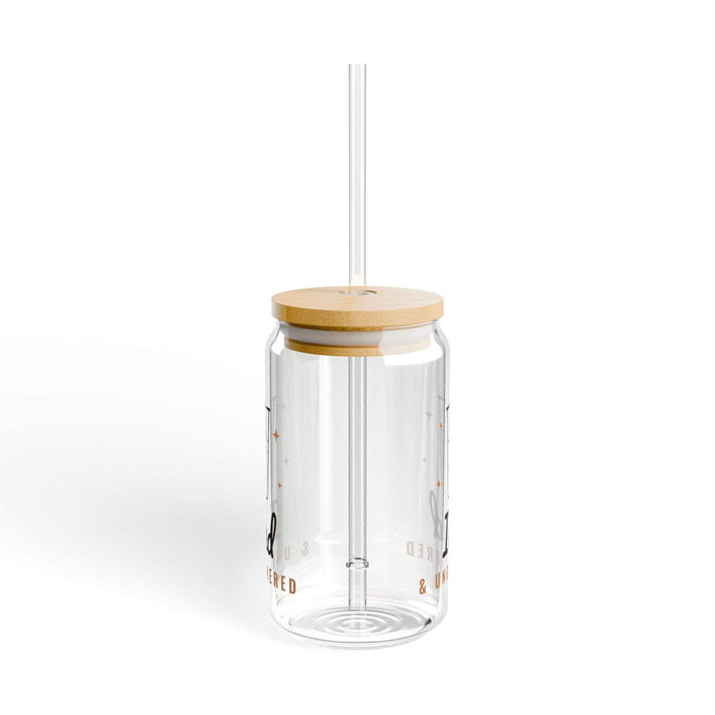 Iced Coffee Lover Gift, Iced and Unbothered Glass Cup with Lid and Straw, 16oz Can Glass, Aesthetic Iced Latte Cup for Her