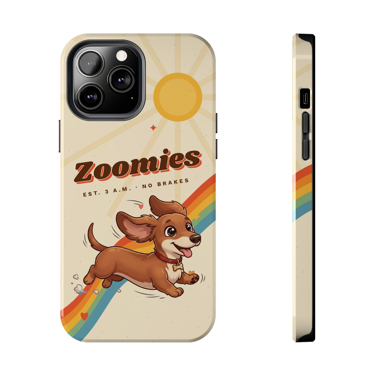 Dachshund Phone Case, Cute Wiener Dog iPhone Case, Retro Zoomies Doxie Gift, Tough iPhone 16 15 Case, Dachshund Mom Gift