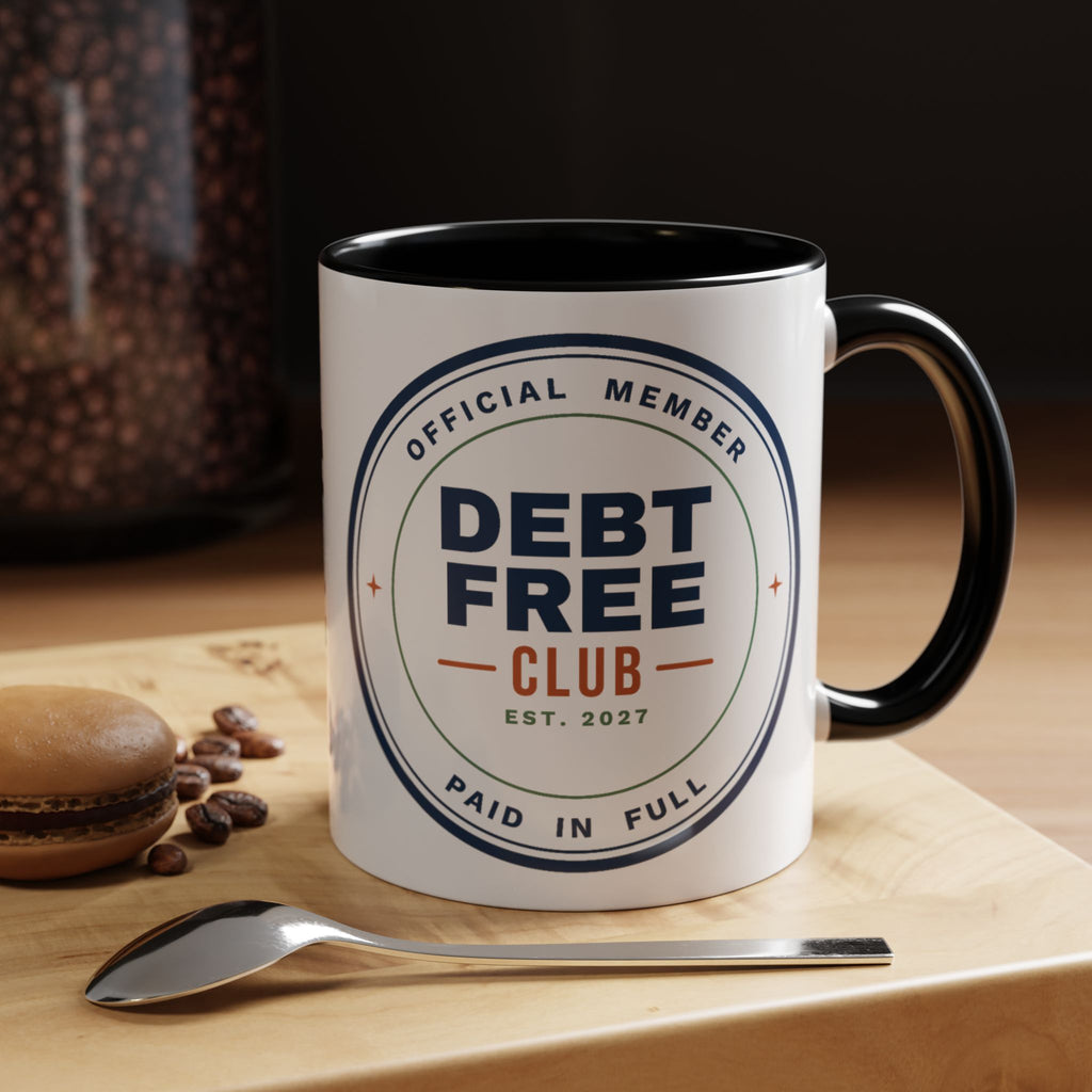 Debt Free Club Mug, Funny Budget Coffee Mug, Money Saving Gift, Personal Finance Gift, 11oz Ceramic Mug