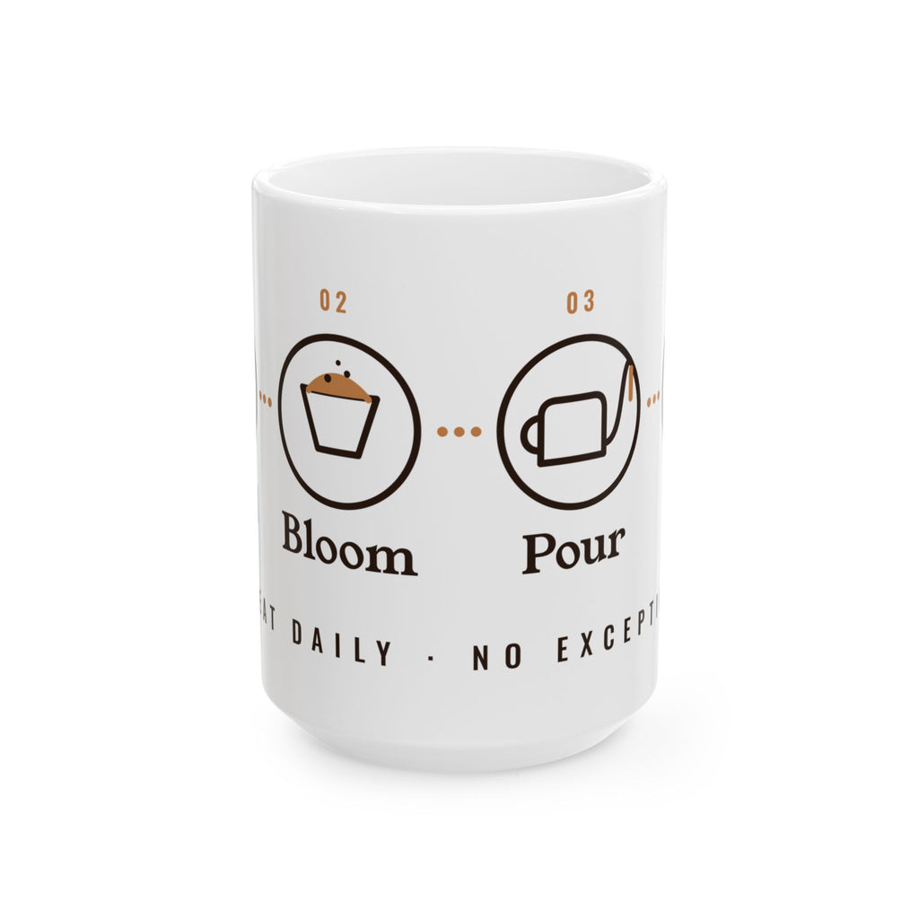 Pour Over Coffee Gift, Grind Bloom Pour Sip Mug, Coffee Brewing Steps 15oz Mug, Home Barista Gift, Coffee Lover Mug
