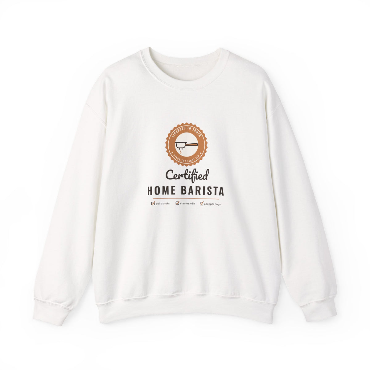 Certified Home Barista Sweatshirt, Funny Espresso Lover Crewneck, Cozy Coffee Sweater, Home Barista Gift