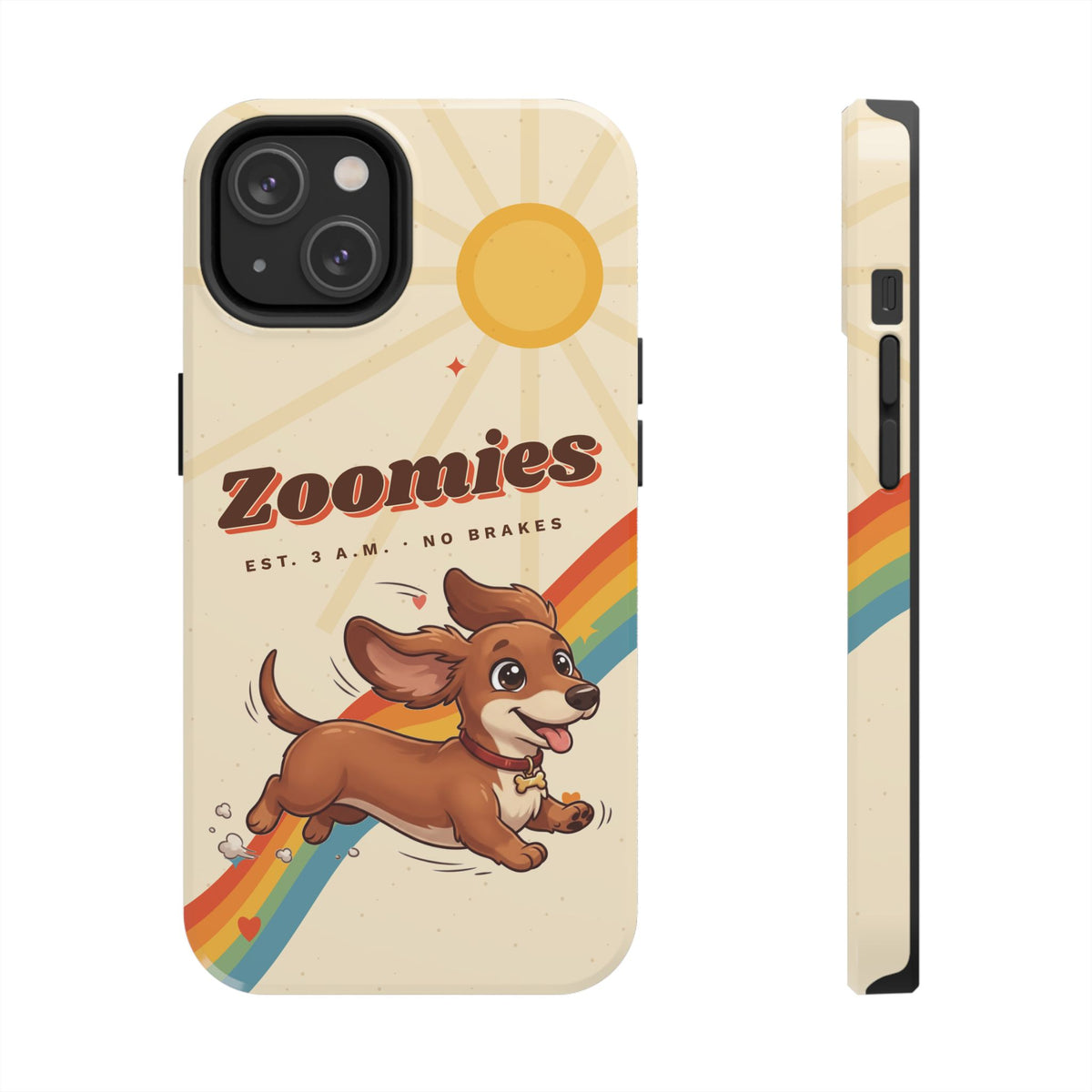 Dachshund Phone Case, Cute Wiener Dog iPhone Case, Retro Zoomies Doxie Gift, Tough iPhone 16 15 Case, Dachshund Mom Gift