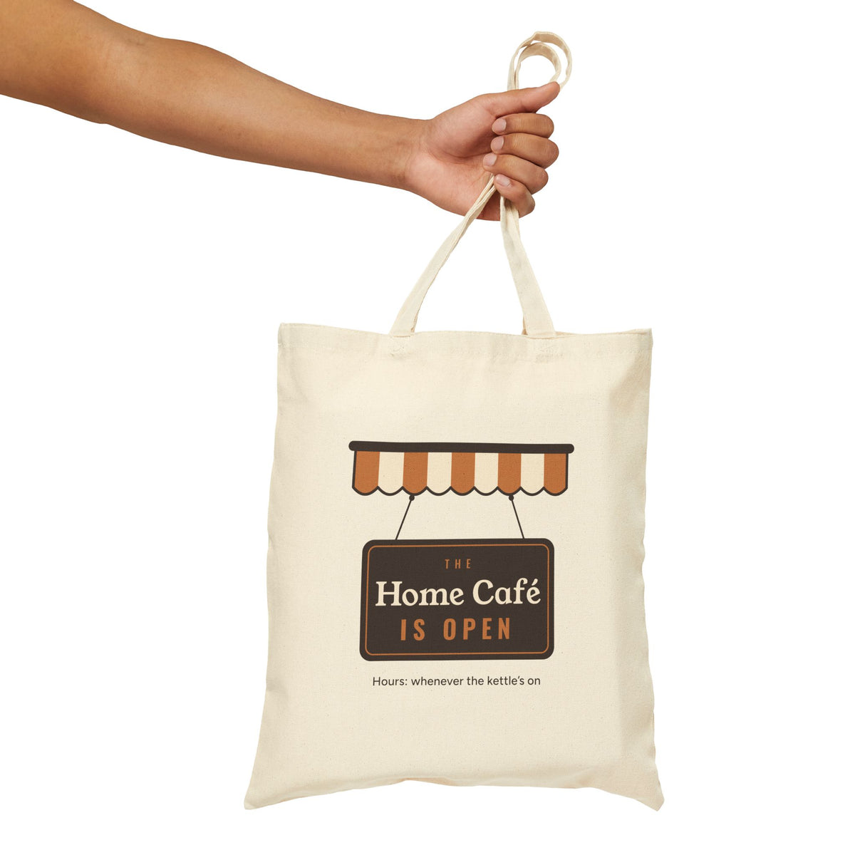 Coffee Lover Gift, The Home Café Is Open Tote Bag, Cute Coffee Shop Canvas Tote, Market Bag, Home Barista Gift for Her