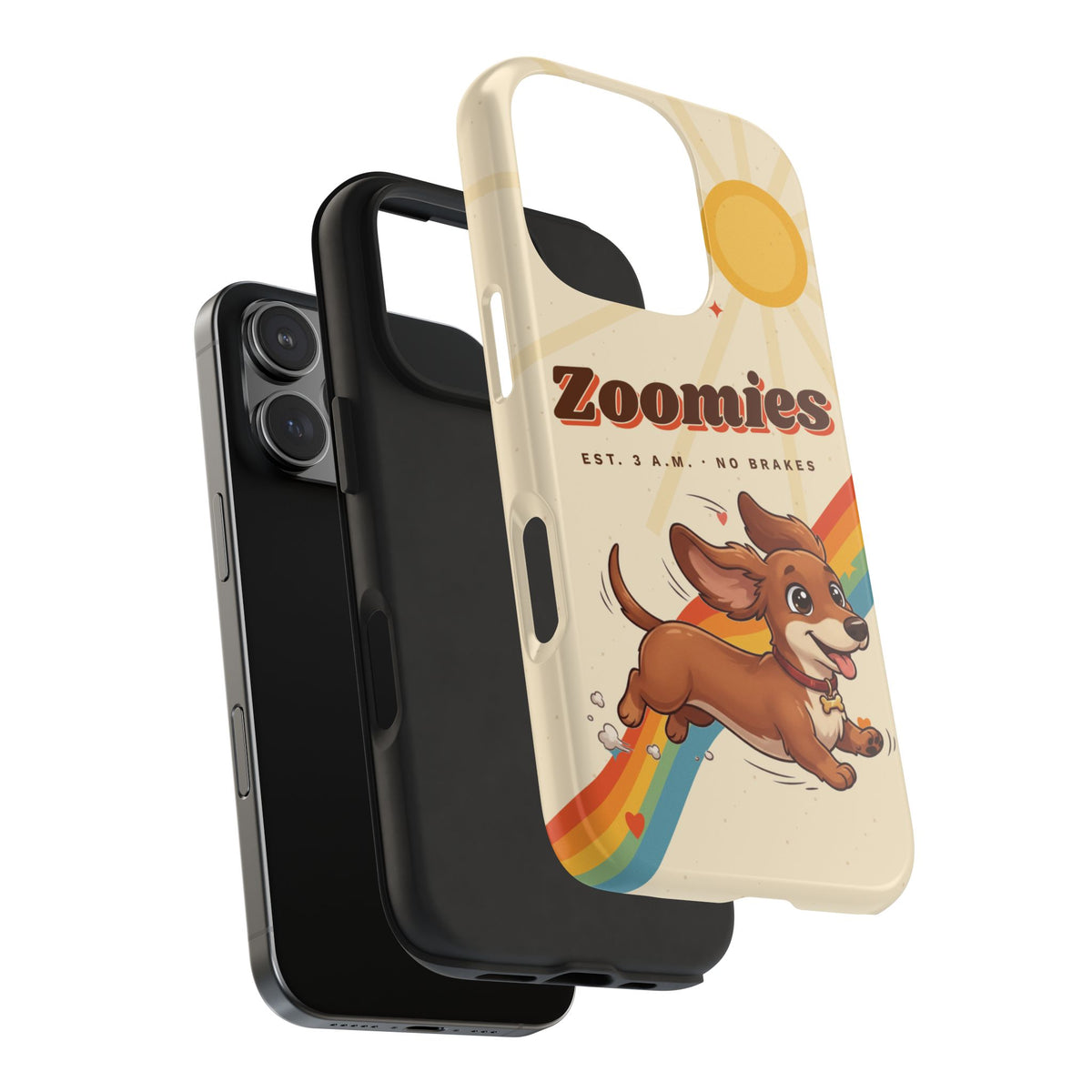 Dachshund Phone Case, Cute Wiener Dog iPhone Case, Retro Zoomies Doxie Gift, Tough iPhone 16 15 Case, Dachshund Mom Gift