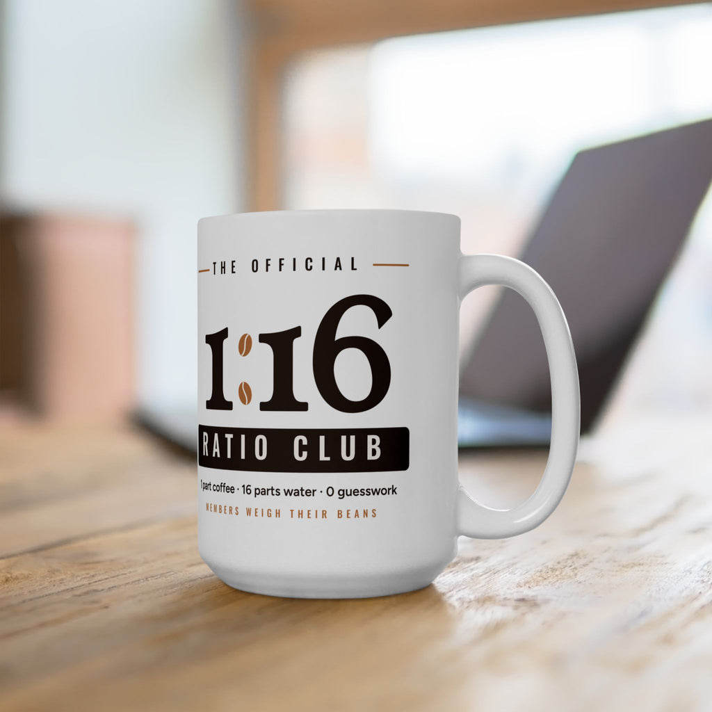 Coffee Nerd Gift, 1:16 Ratio Club Mug, Pour Over Coffee Ratio 15oz Mug, Home Barista Gift, Specialty Coffee Lover Mug