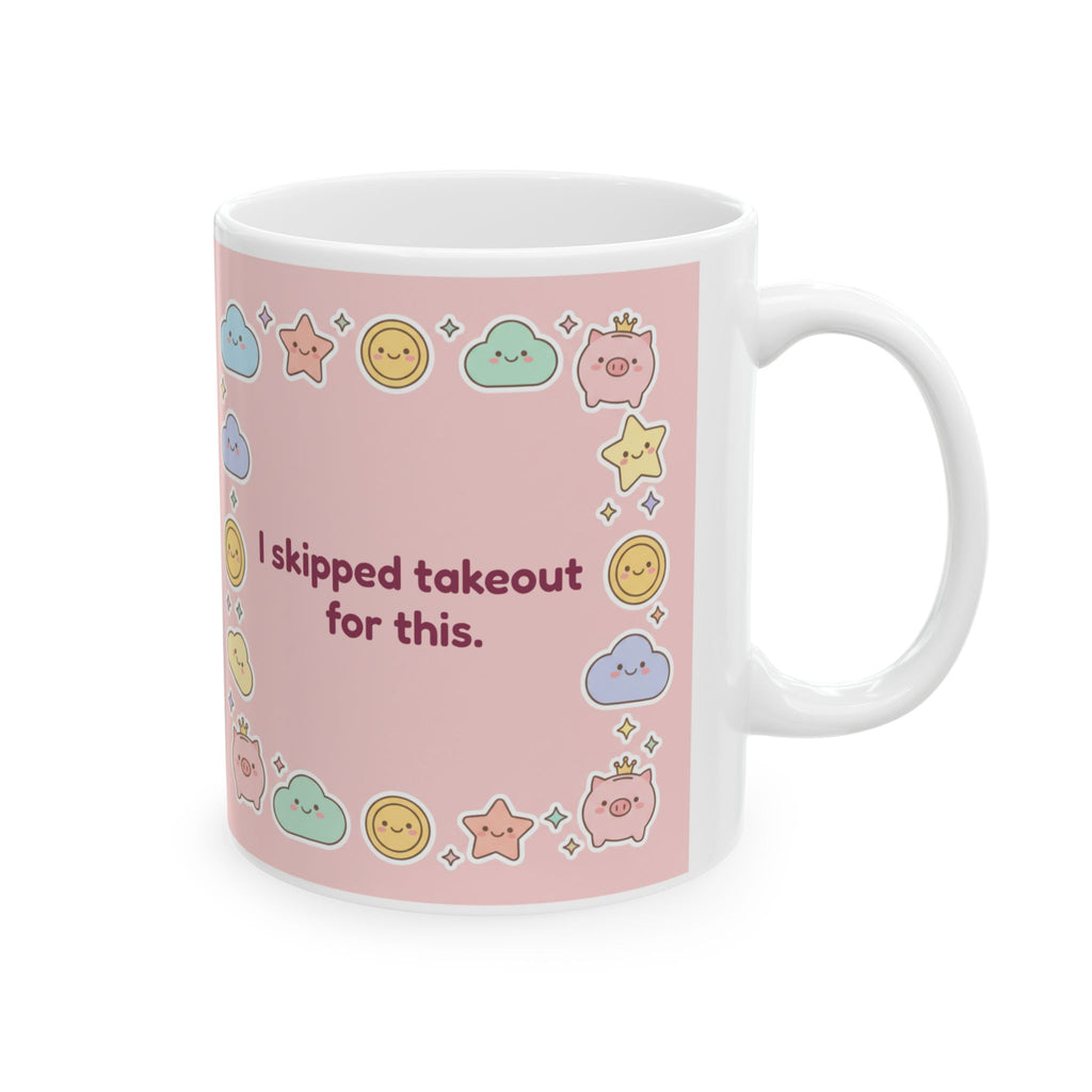 Personalized Savings Goal Mug, Cute Kawaii Coins Saving For Coffee Mug, Custom House Fund or Travel Fund Gift