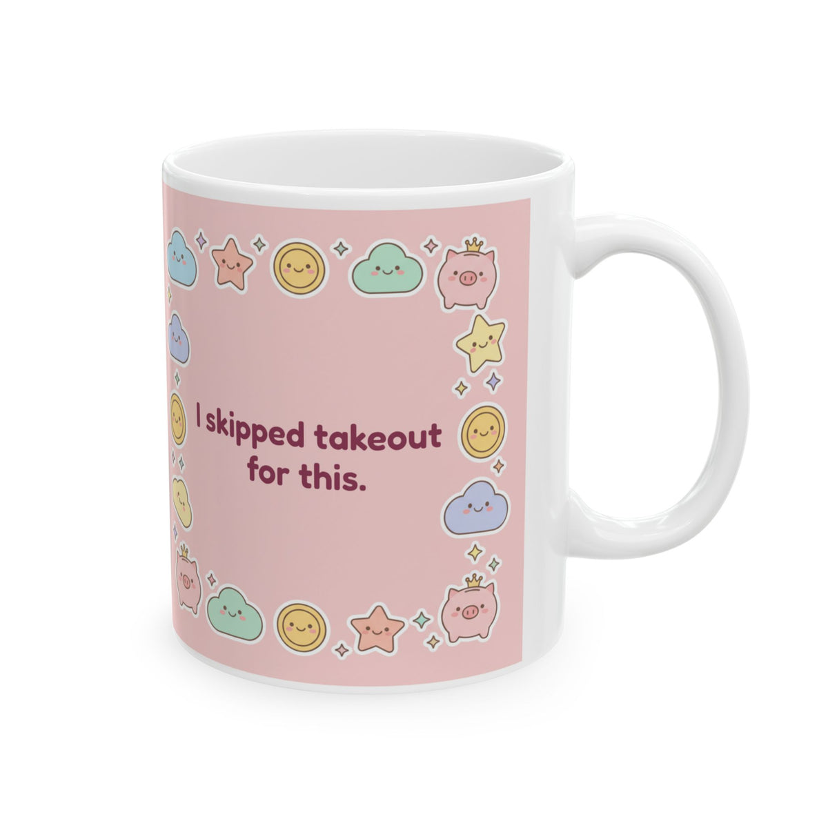 Personalized Savings Goal Mug, Cute Kawaii Coins Saving For Coffee Mug, Custom House Fund or Travel Fund Gift