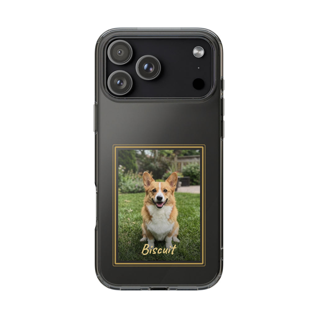Clear Pet Photo Phone Case, Custom Dog Picture iPhone Case with Name, Personalized Transparent Pet Case, Dog Mom Gift