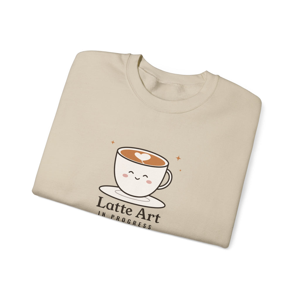 Latte Art in Progress Sweatshirt, Cute Coffee Crewneck, Funny Home Barista Gift for Coffee Lovers