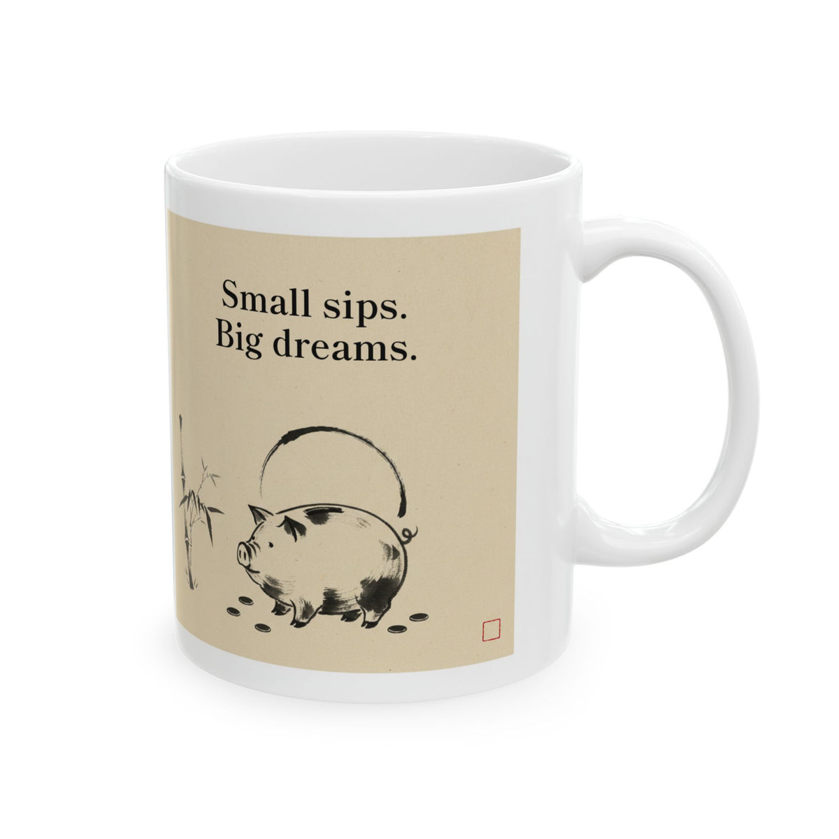 Personalized Savings Goal Mug, Japanese Ink Piggy Bank Mug, Custom Saving For Gift