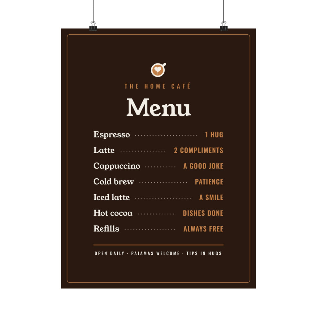Coffee Bar Decor Gift, Home Café Menu Poster, Funny Coffee Menu Wall Art, Coffee Station Sign Print, Kitchen Wall Decor