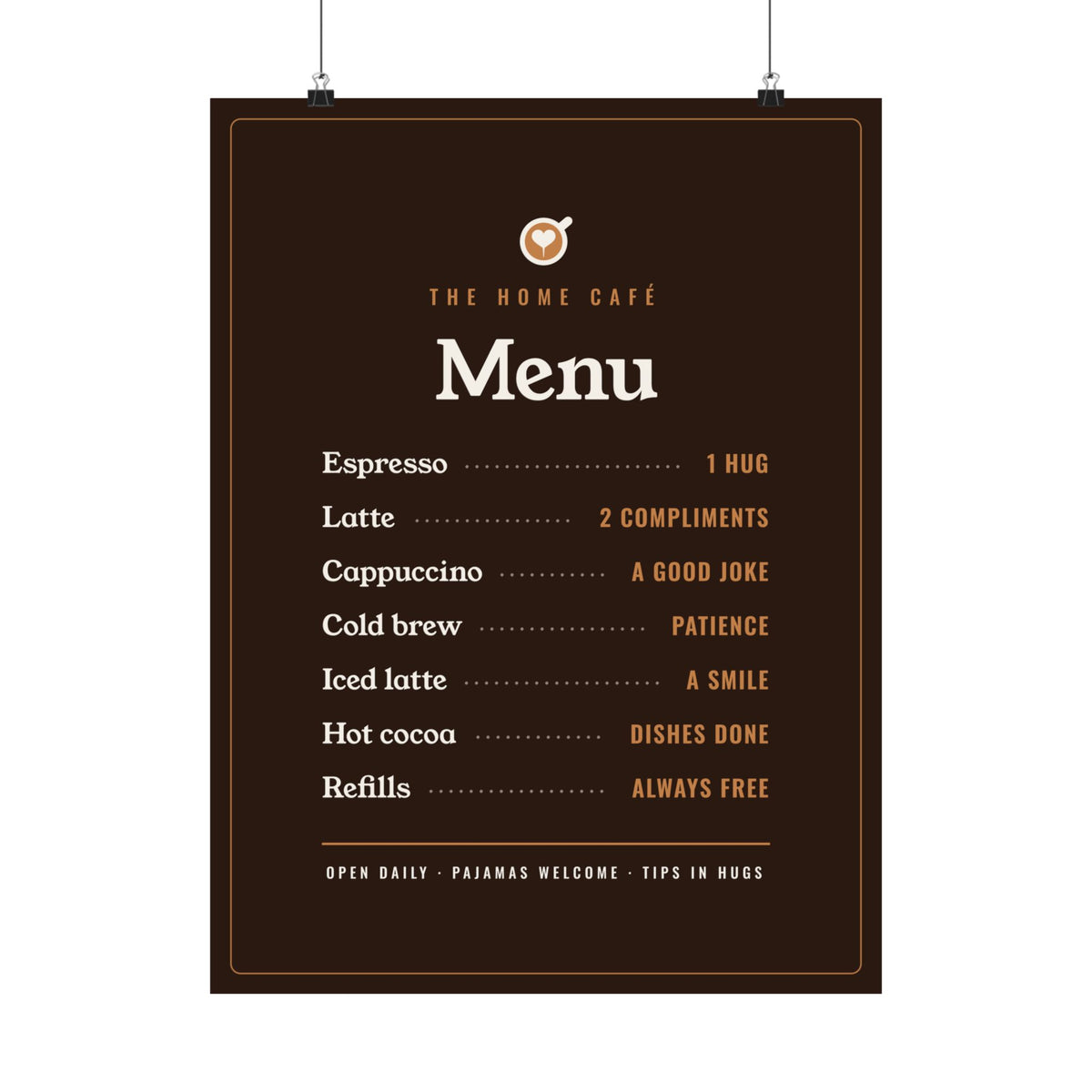 Coffee Bar Decor Gift, Home Café Menu Poster, Funny Coffee Menu Wall Art, Coffee Station Sign Print, Kitchen Wall Decor