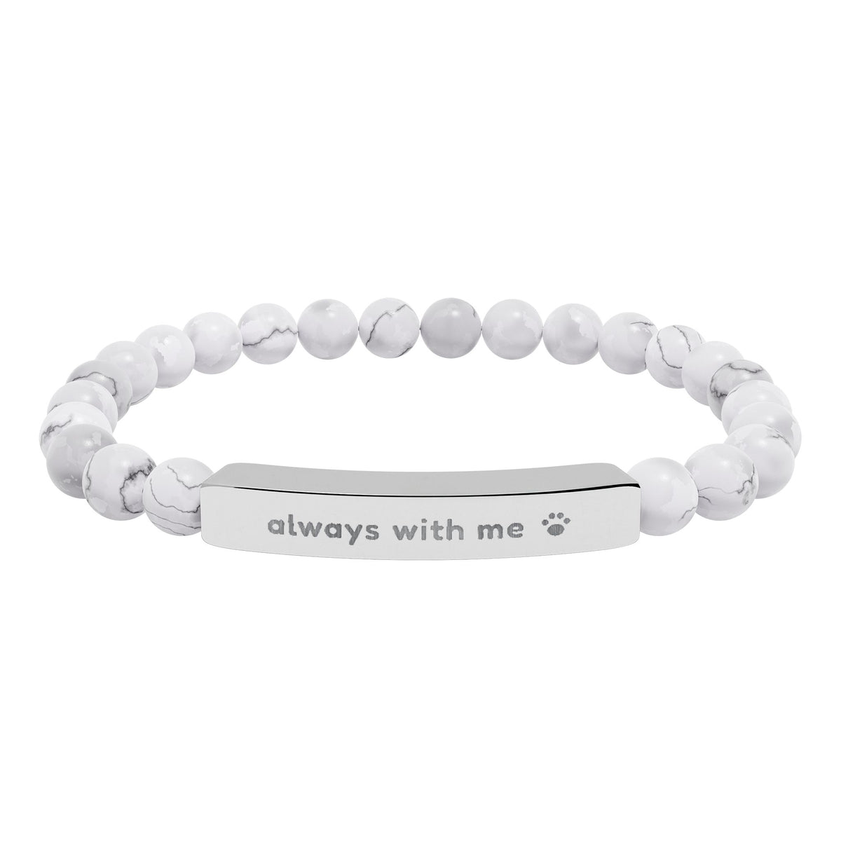 Pet Memorial Bracelet, Always With Me Engraved Stone Bracelet, Pet Loss Gift, Sympathy Gift for Dog or Cat Loss