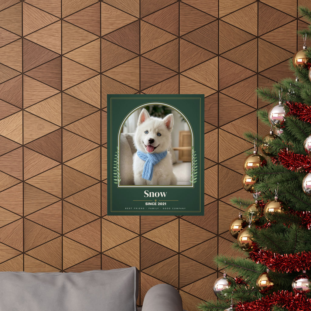 Custom Pet Portrait from Photo, Personalized Dog Portrait with Name, Green Cat Portrait Print, Pet Memorial Gift, Dog Dad Gift, Arch Poster