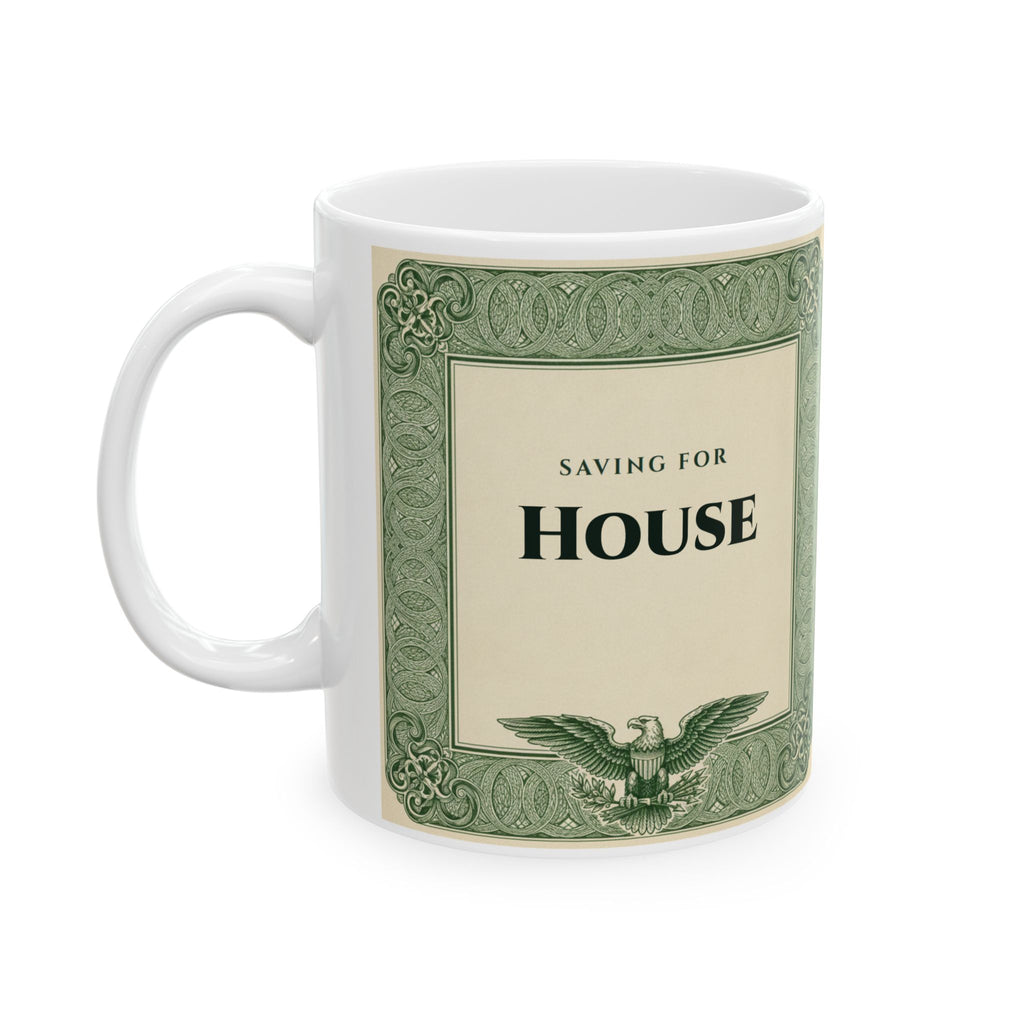 Premium Personalized Saving For Mug, Dollar Bill Savings Goal Mug, Custom House Fund Gift, Dream Car, Wedding, Travel Fund Mug