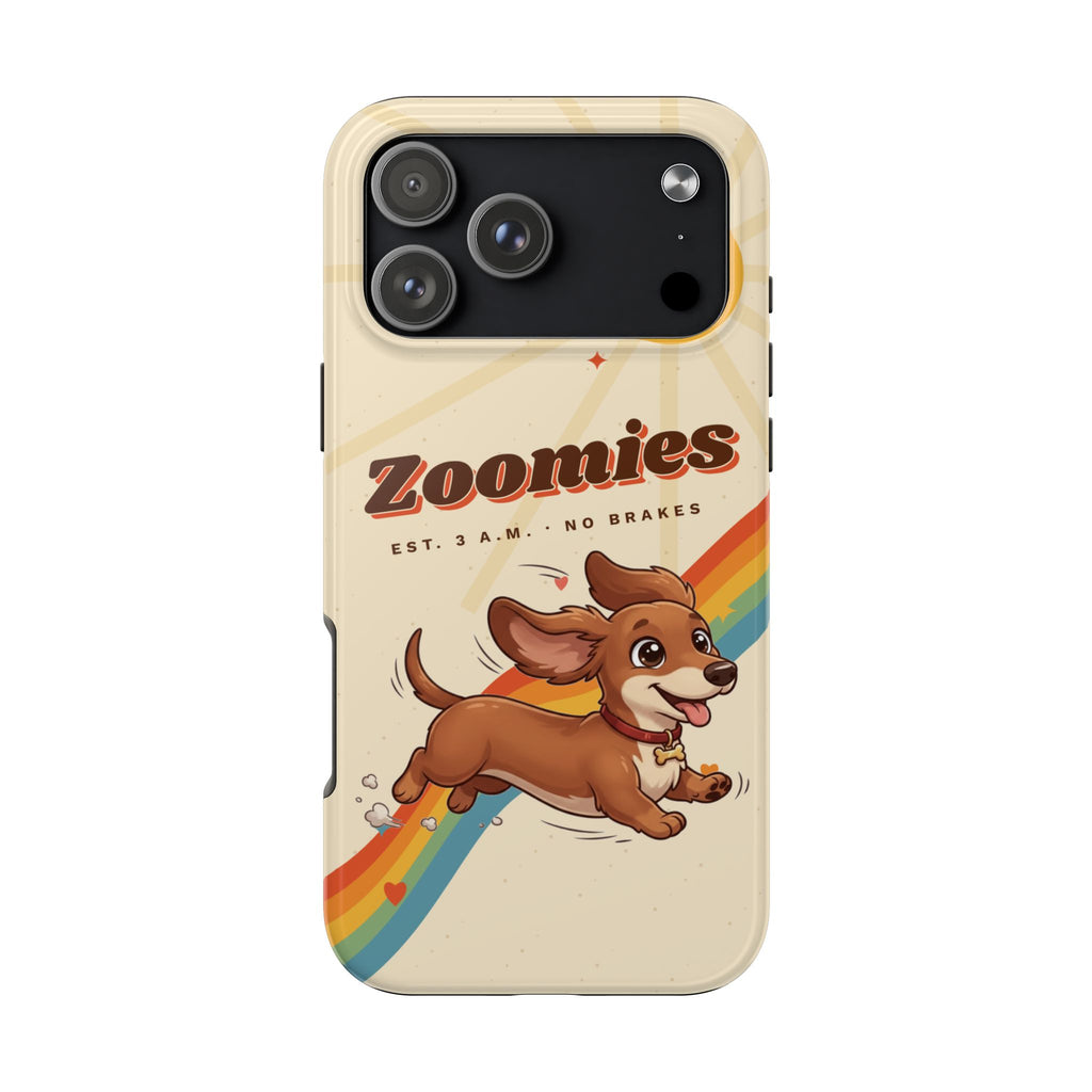 Dachshund Phone Case, Cute Wiener Dog iPhone Case, Retro Zoomies Doxie Gift, Tough iPhone 16 15 Case, Dachshund Mom Gift
