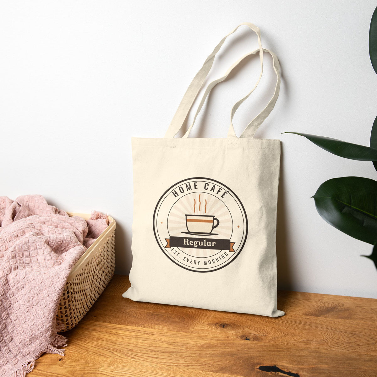 Coffee Lover Gift, Home Café Regular Tote Bag, Retro Coffee Canvas Tote, Farmers Market Bag, Latte Lover Gift for Her