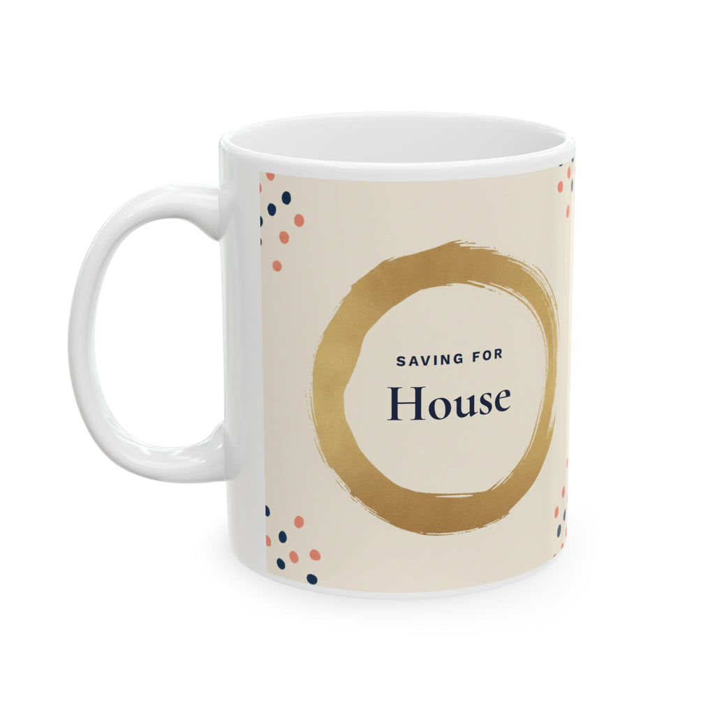 Personalized Savings Goal Mug, Gold Dream Big Saving For Coffee Mug, Custom House Fund or Travel Fund Gift