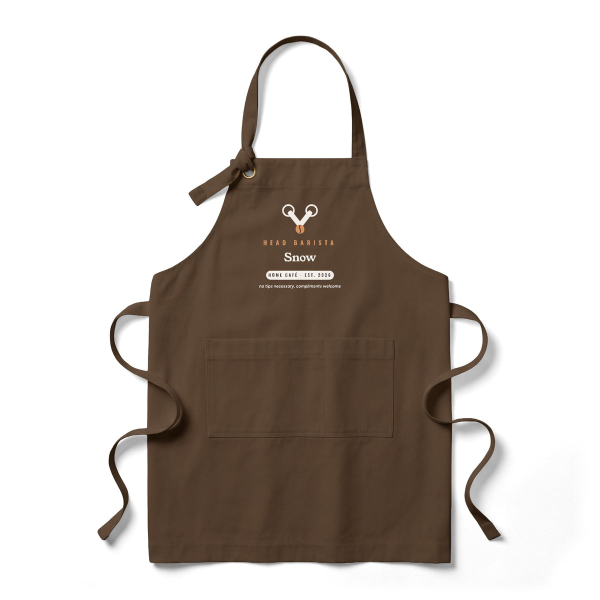 Personalized Barista Apron, Custom Name Head Barista Apron, Home Café Coffee Gift, Heavy Twill Bib Apron with Pockets