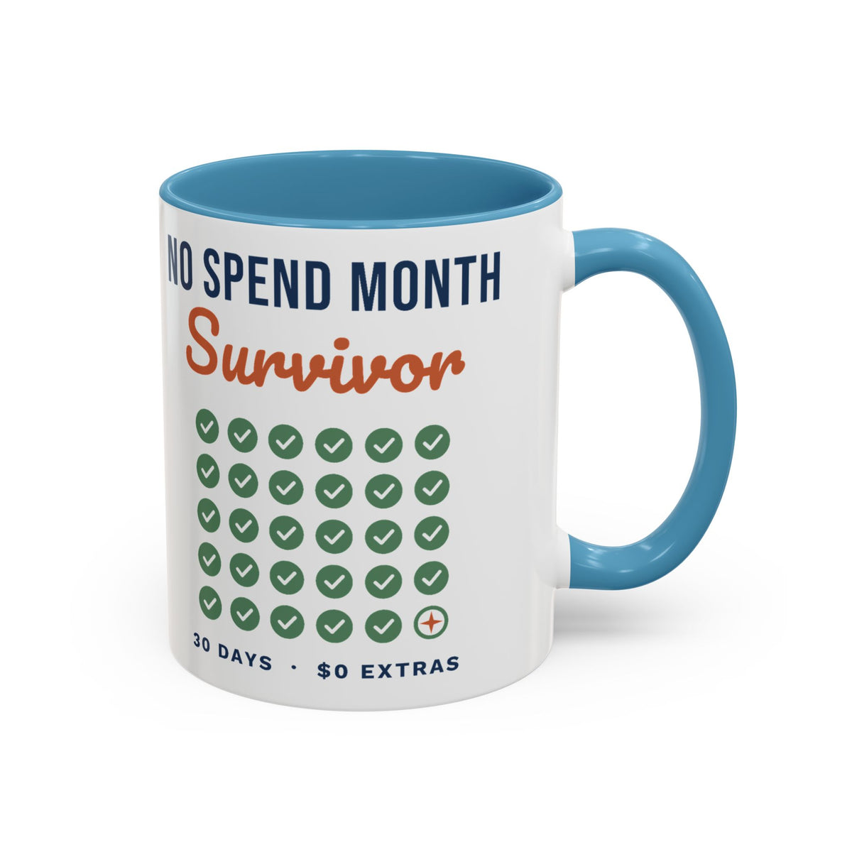 No Spend Month Survivor Mug, Funny Budget Coffee Mug, Money Saving Gift, Personal Finance Gift, 11oz Ceramic Mug