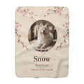 Premium Japanese Cherry Blossom Pet Photo Blanket, Sakura Custom Dog Blanket, Personalized Name Throw, Gift for Dog Mom