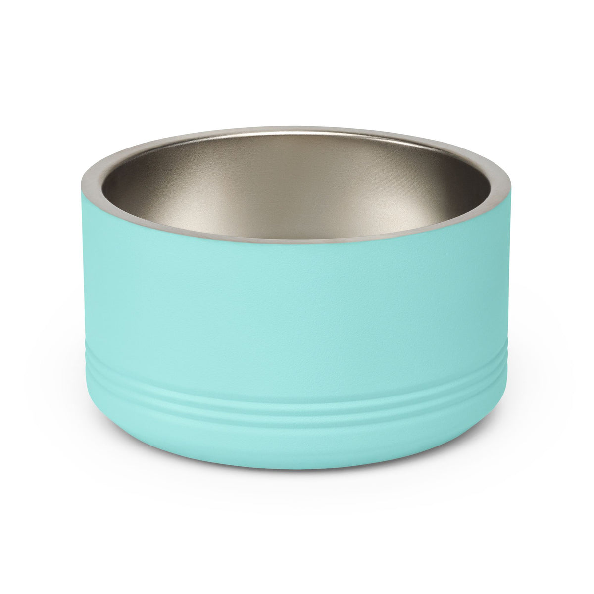 Personalized Dog Bowl with Name, Teal Stainless Steel Pet Bowl, Navy Tile Pattern Label, 18oz Custom Cat Food Bowl