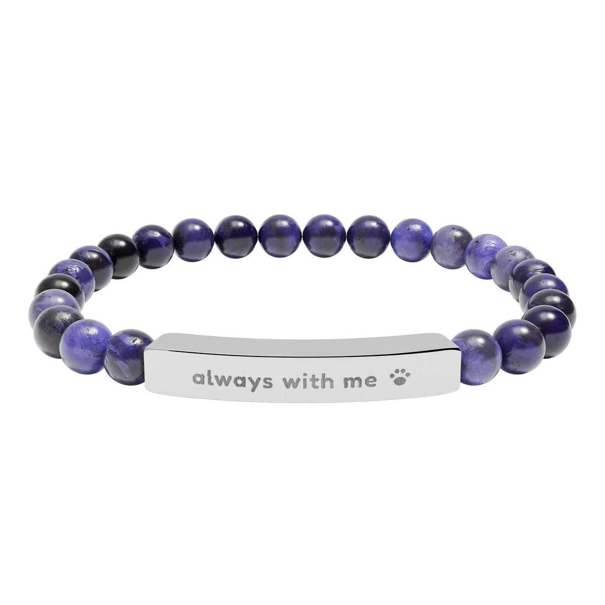 Pet Memorial Bracelet, Always With Me Engraved Stone Bracelet, Pet Loss Gift, Sympathy Gift for Dog or Cat Loss