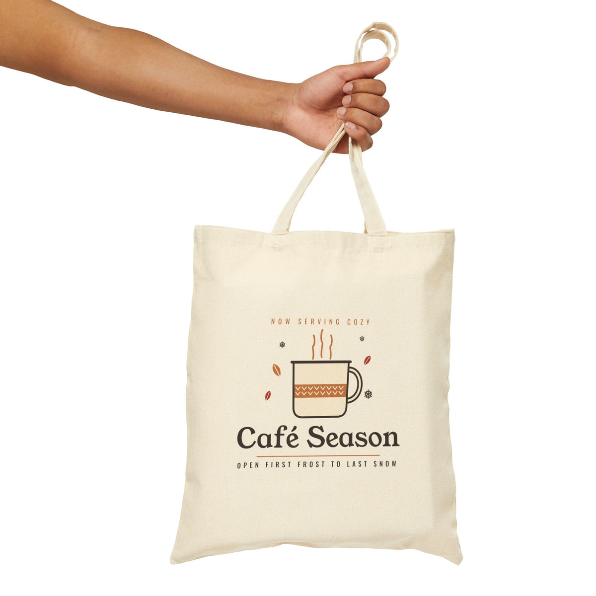 Coffee Lover Gift, Café Season Tote Bag, Cozy Fall Coffee Canvas Tote, Autumn Market Bag, Christmas Gift for Her