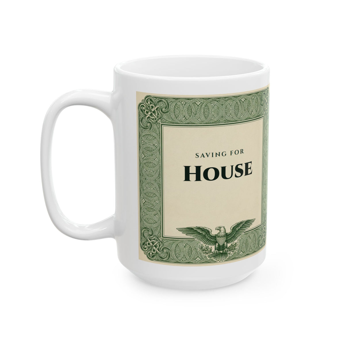 Premium Personalized Saving For Mug, Dollar Bill Savings Goal Mug, Custom House Fund Gift, Dream Car, Wedding, Travel Fund Mug