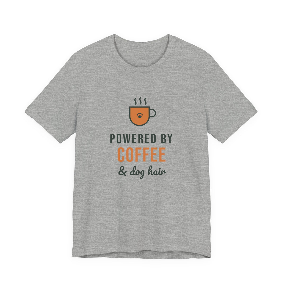 Powered By Coffee and Dog Hair Shirt, Funny Dog Mom Tee, Coffee Lover Dog Owner T-Shirt, Dog Lover Gift