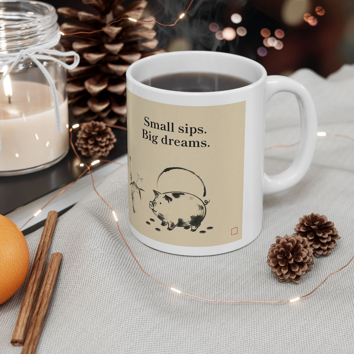 Personalized Savings Goal Mug, Japanese Ink Piggy Bank Mug, Custom Saving For Gift