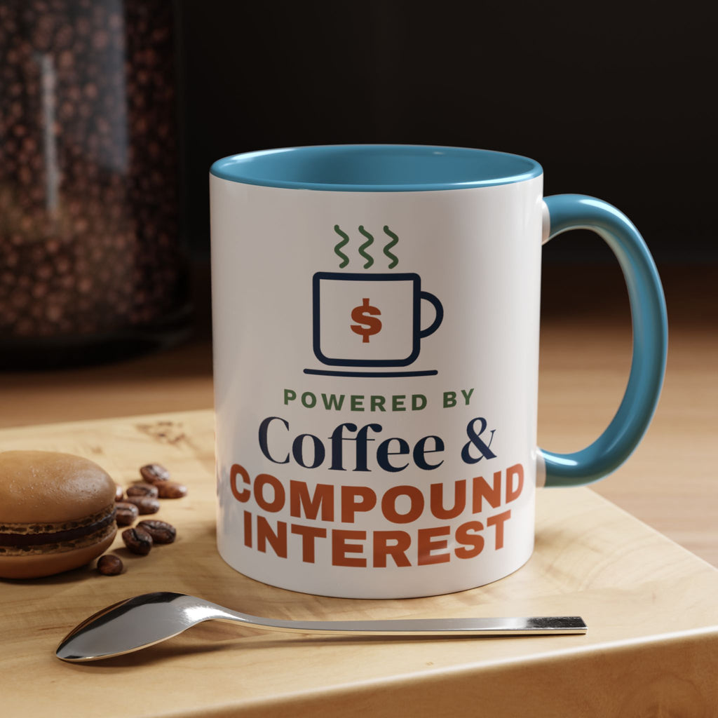 Coffee and Compound Interest Mug, Funny Budget Coffee Mug, Money Saving Gift, Personal Finance Gift, 11oz Ceramic Mug