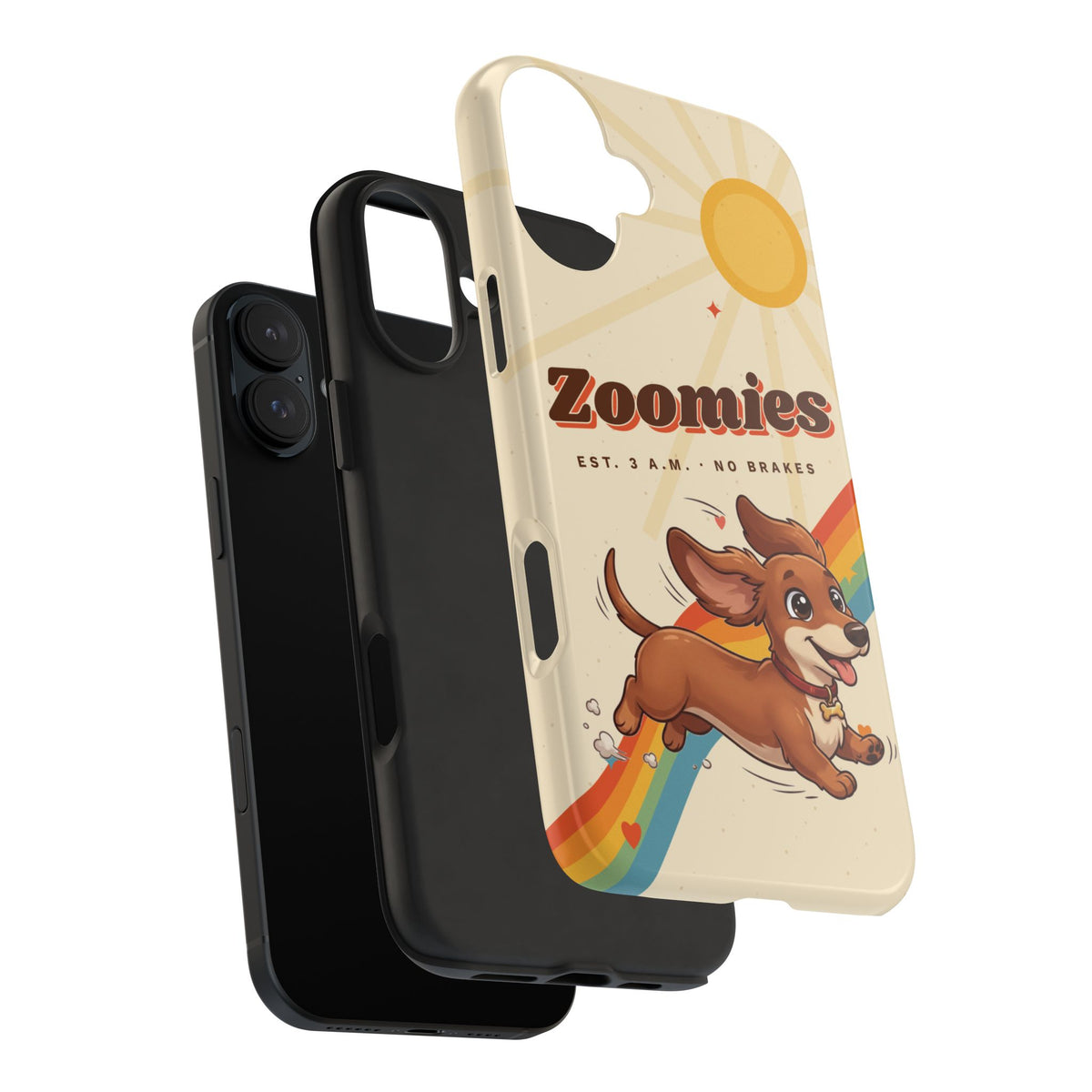 Dachshund Phone Case, Cute Wiener Dog iPhone Case, Retro Zoomies Doxie Gift, Tough iPhone 16 15 Case, Dachshund Mom Gift