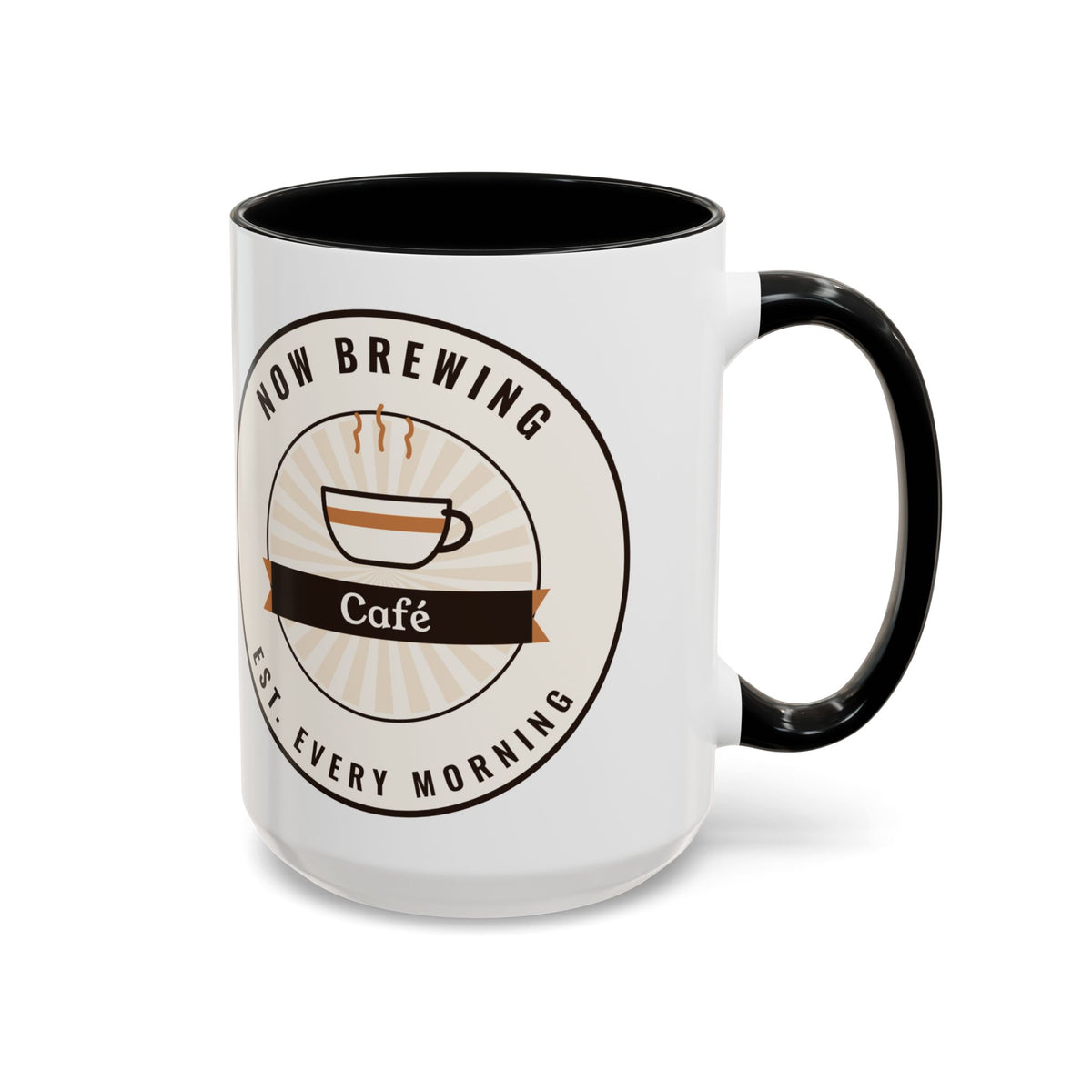 Personalized Home Café Mug, Custom Name Coffee Mug with Colored Handle, Coffee Lover Gift, Barista Gift, 11oz or 15oz