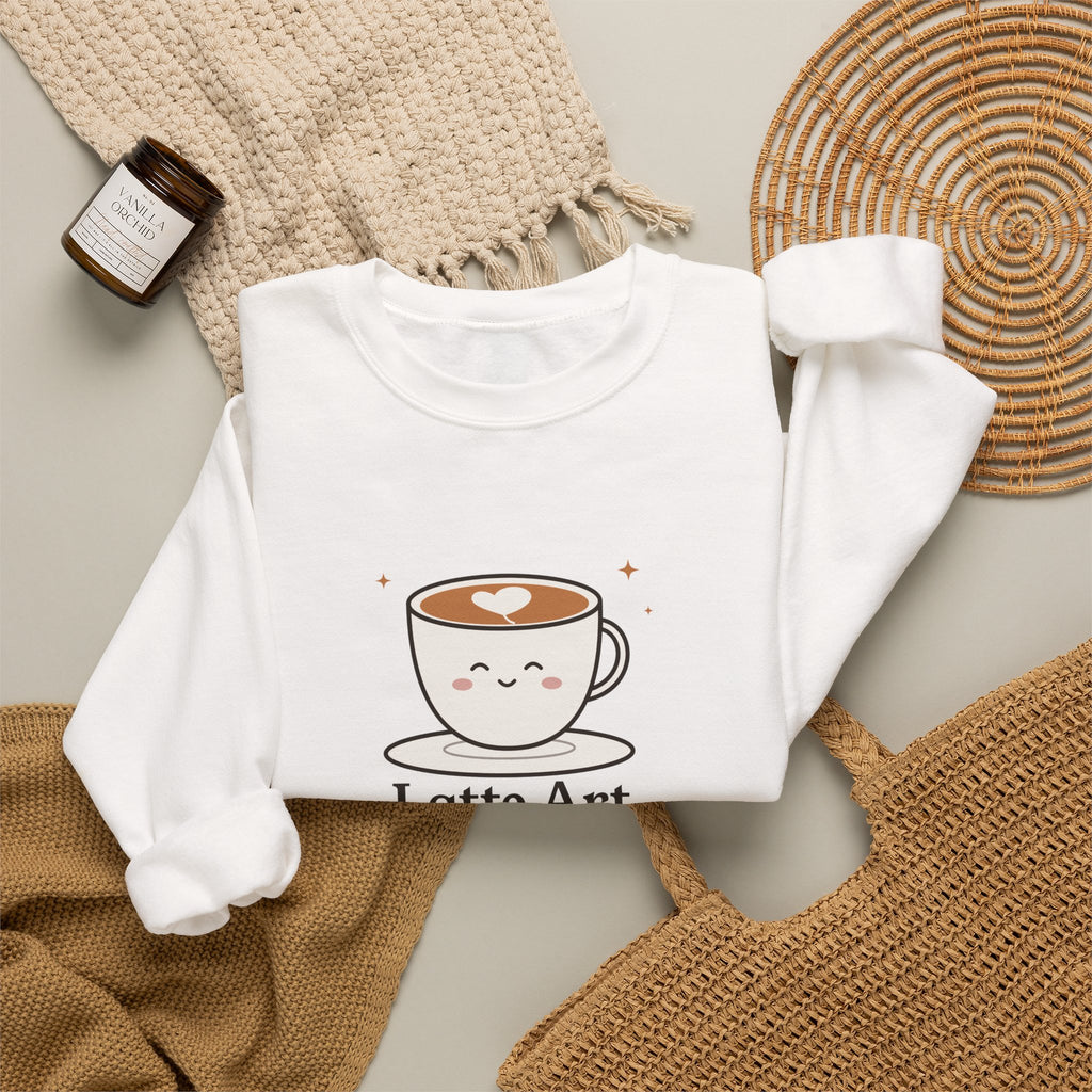 Latte Art in Progress Sweatshirt, Cute Coffee Crewneck, Funny Home Barista Gift for Coffee Lovers