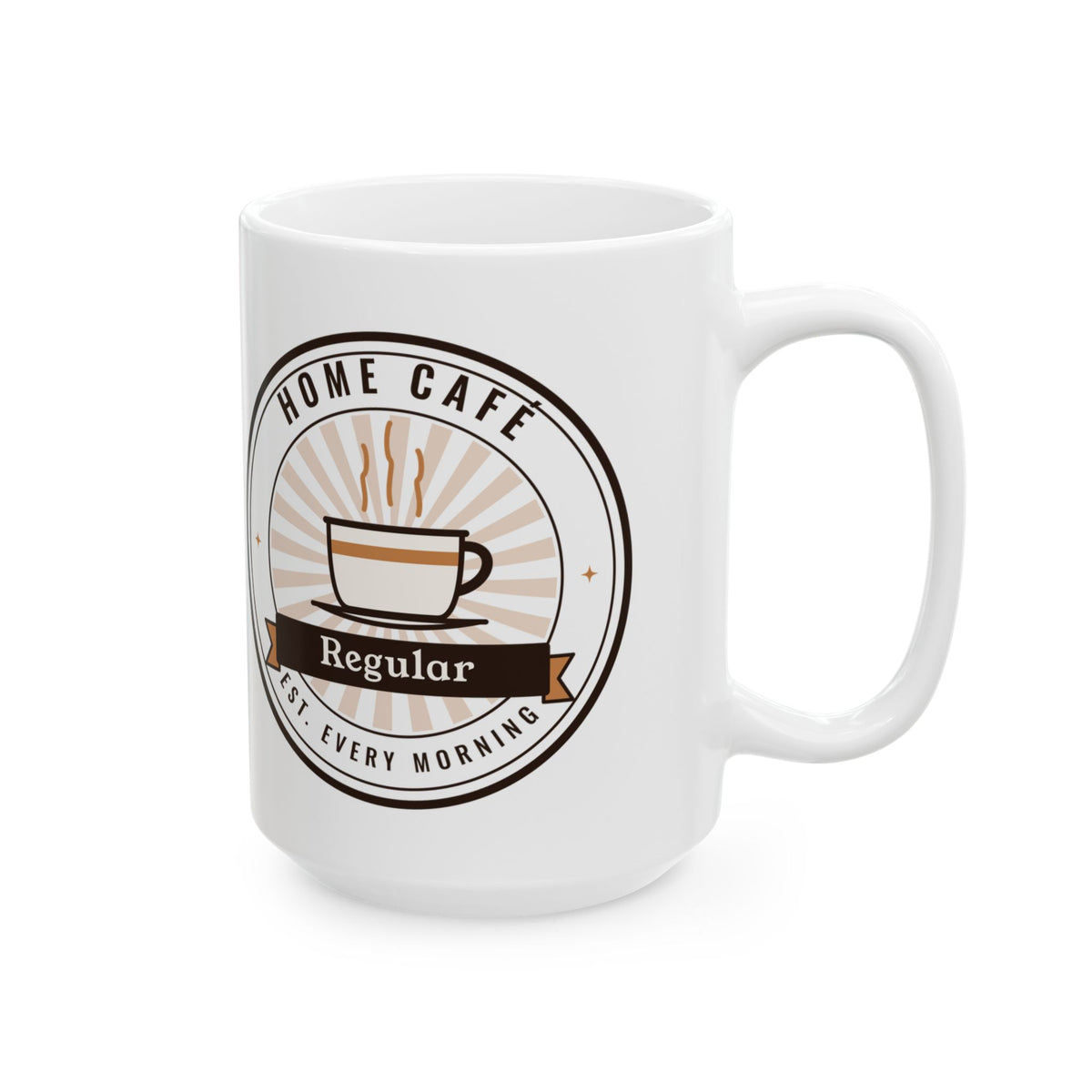 Coffee Lover Gift, Home Café Regular Mug, Retro Coffee Badge 15oz Mug, Home Barista Gift, Large Coffee Mug for Her