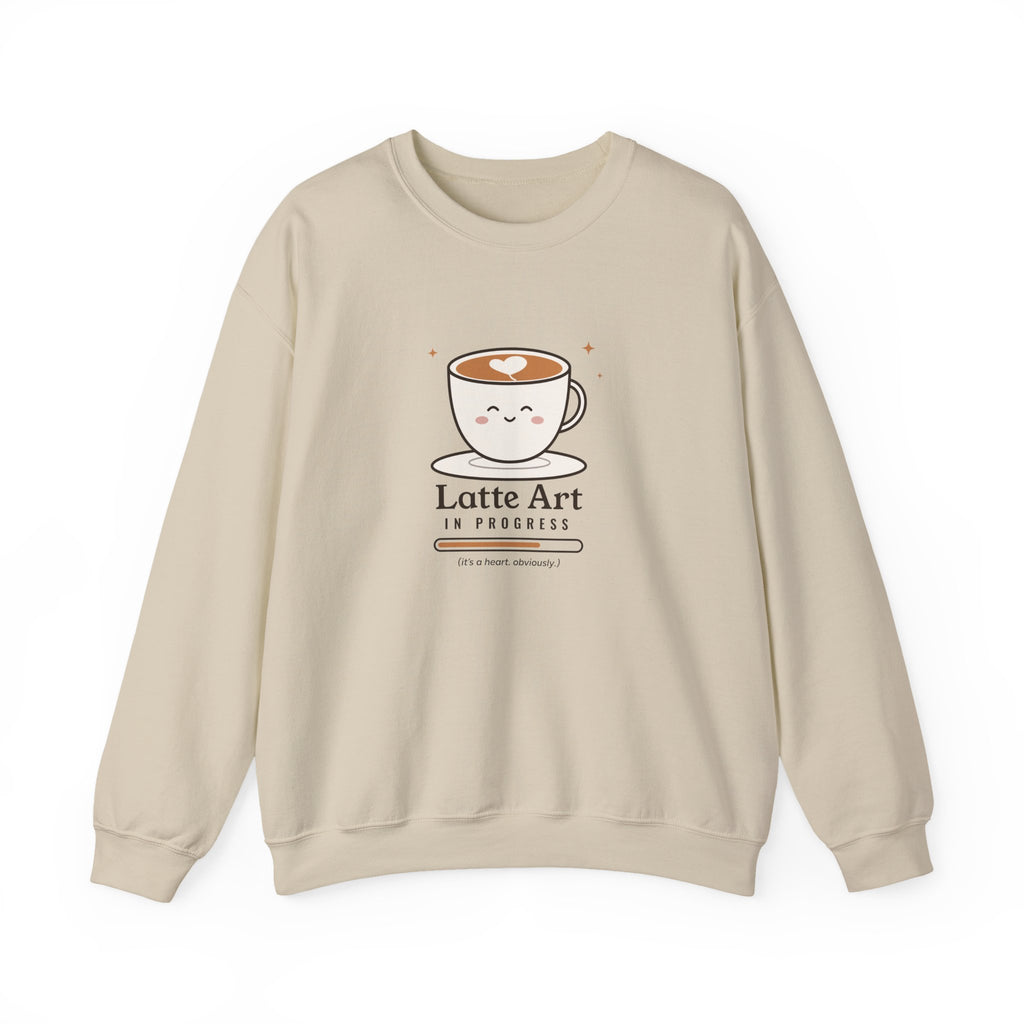 Latte Art in Progress Sweatshirt, Cute Coffee Crewneck, Funny Home Barista Gift for Coffee Lovers