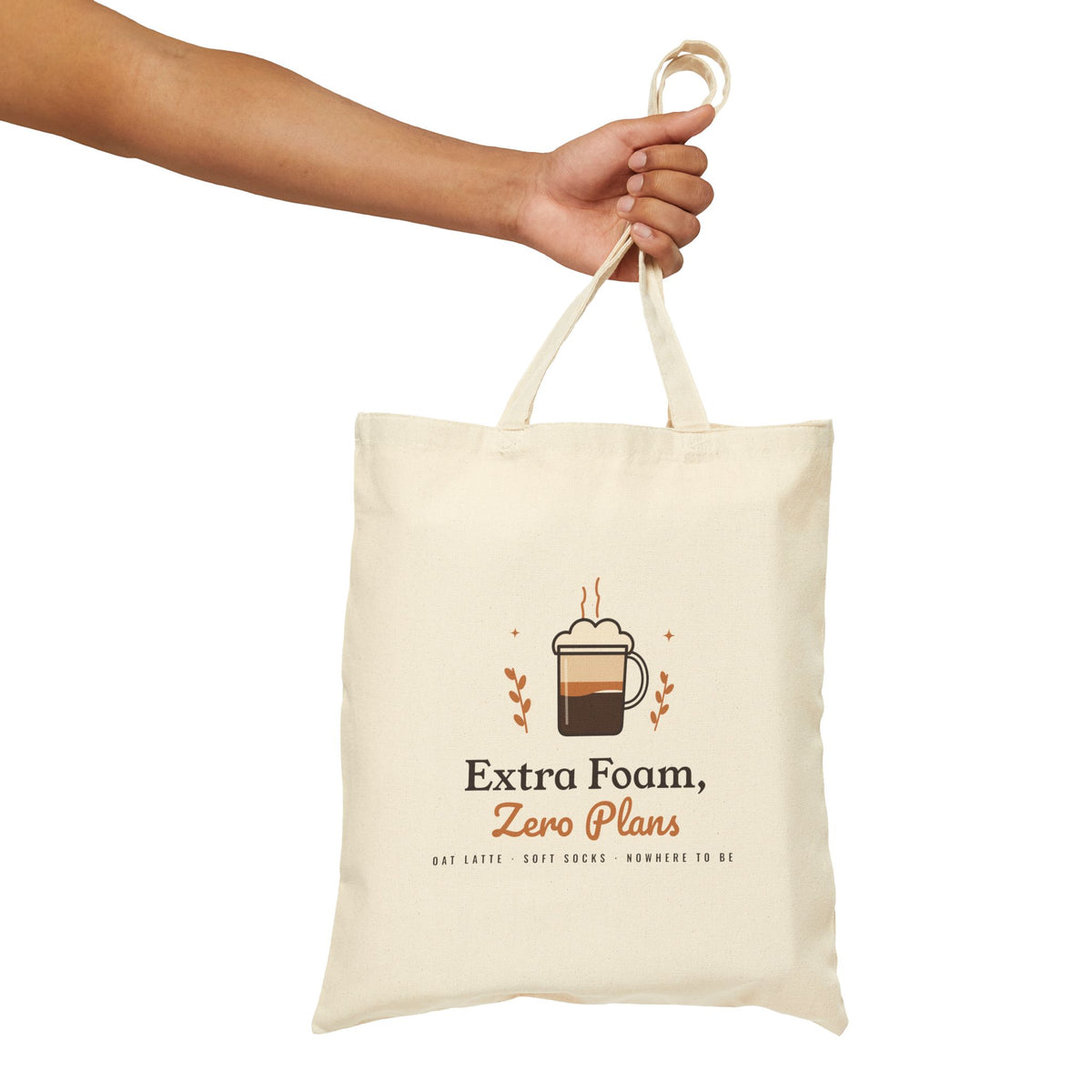 Coffee Lover Gift, Extra Foam Zero Plans Tote Bag, Oat Latte Canvas Tote, Cozy Weekend Book Bag, Funny Gift for Her