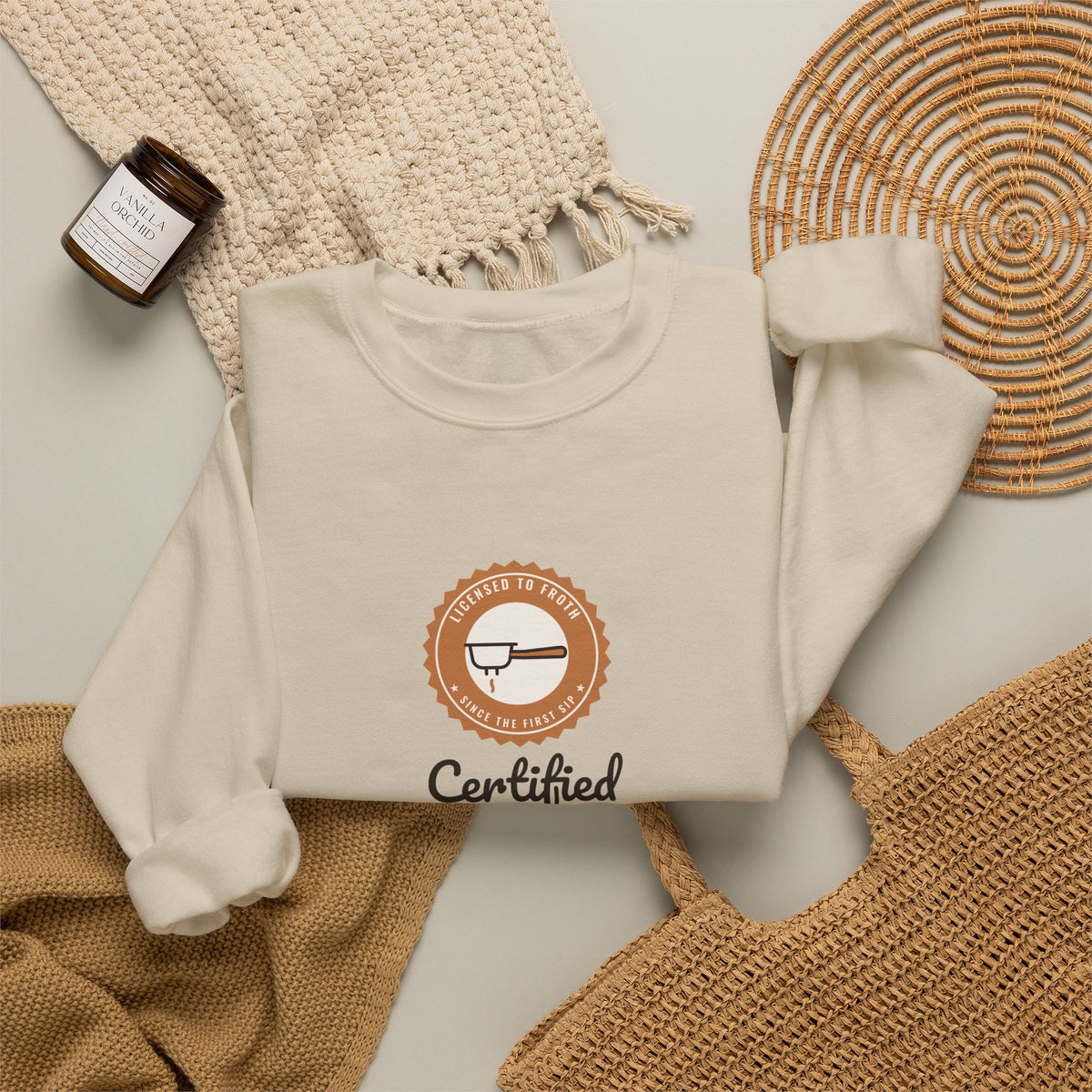 Certified Home Barista Sweatshirt, Funny Espresso Lover Crewneck, Cozy Coffee Sweater, Home Barista Gift