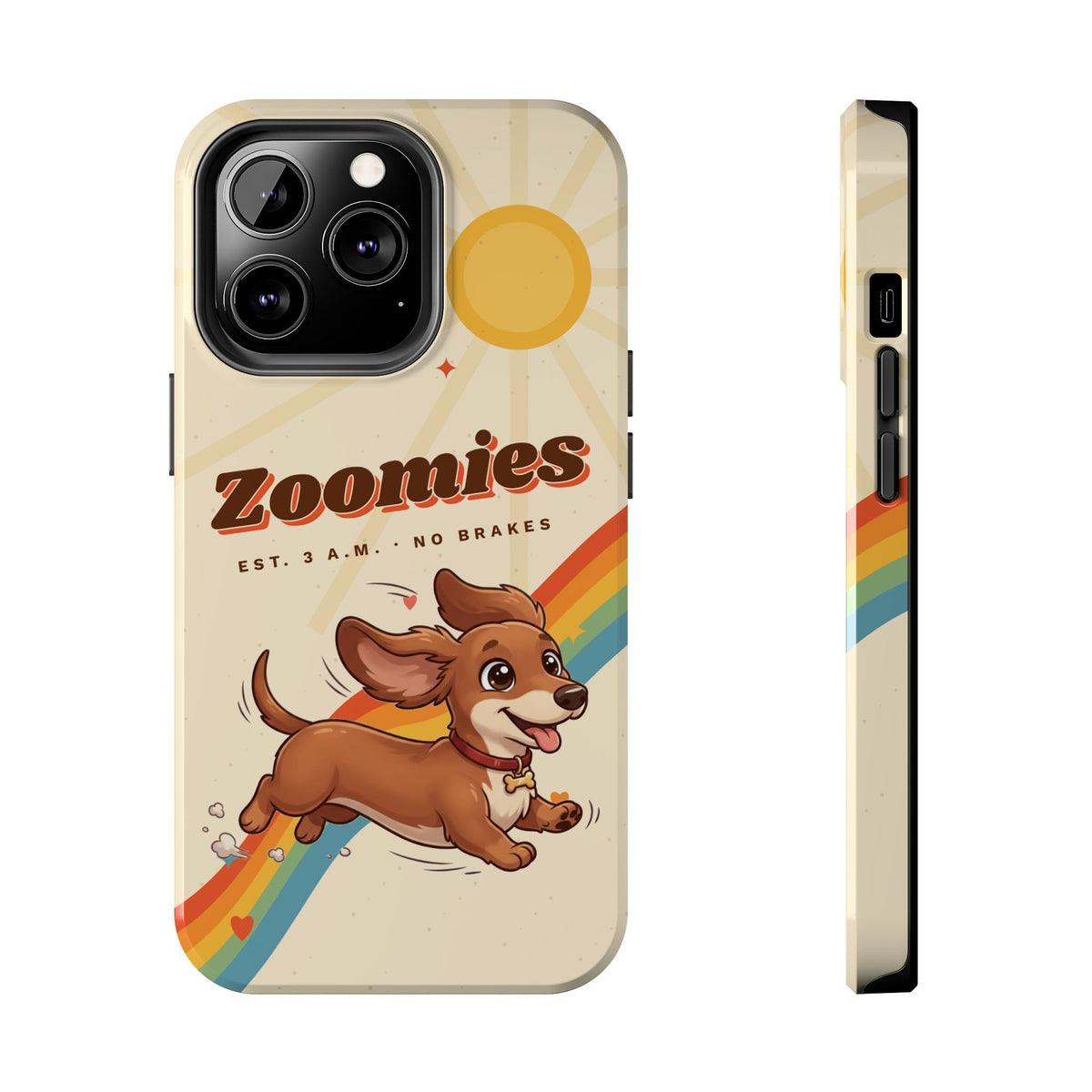 Dachshund Phone Case, Cute Wiener Dog iPhone Case, Retro Zoomies Doxie Gift, Tough iPhone 16 15 Case, Dachshund Mom Gift