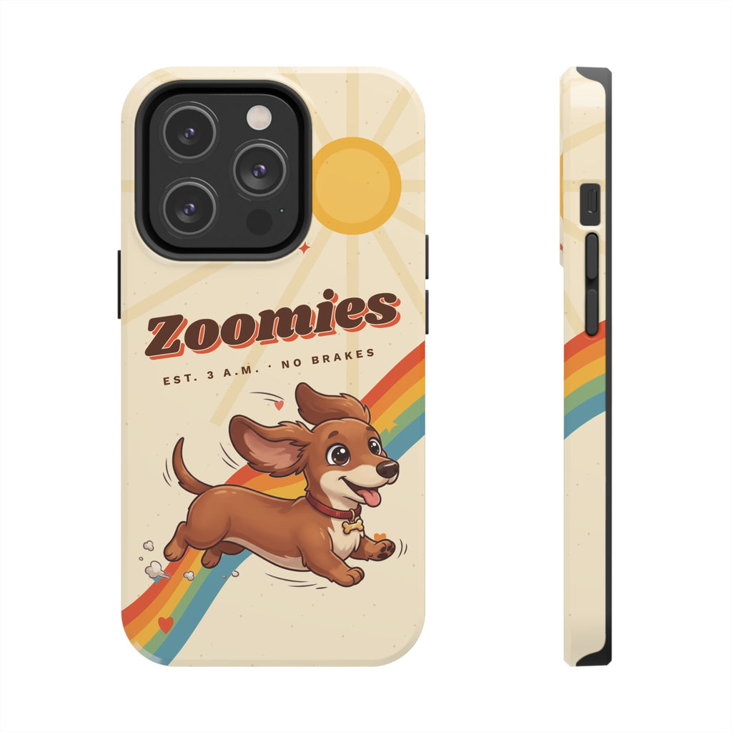 Dachshund Phone Case, Cute Wiener Dog iPhone Case, Retro Zoomies Doxie Gift, Tough iPhone 16 15 Case, Dachshund Mom Gift