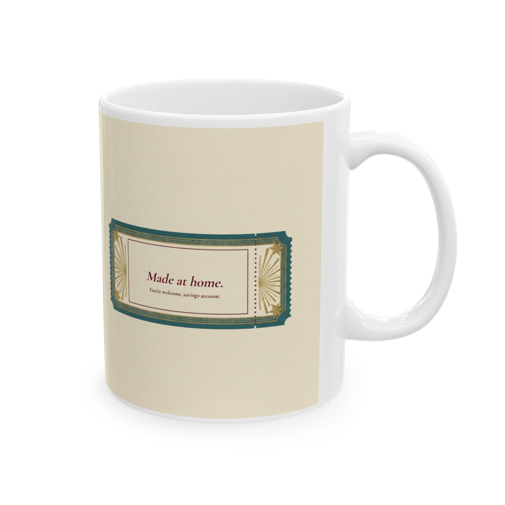 Personalized Savings Goal Mug, Vintage Admit One Ticket Mug, Custom Saving For Gift