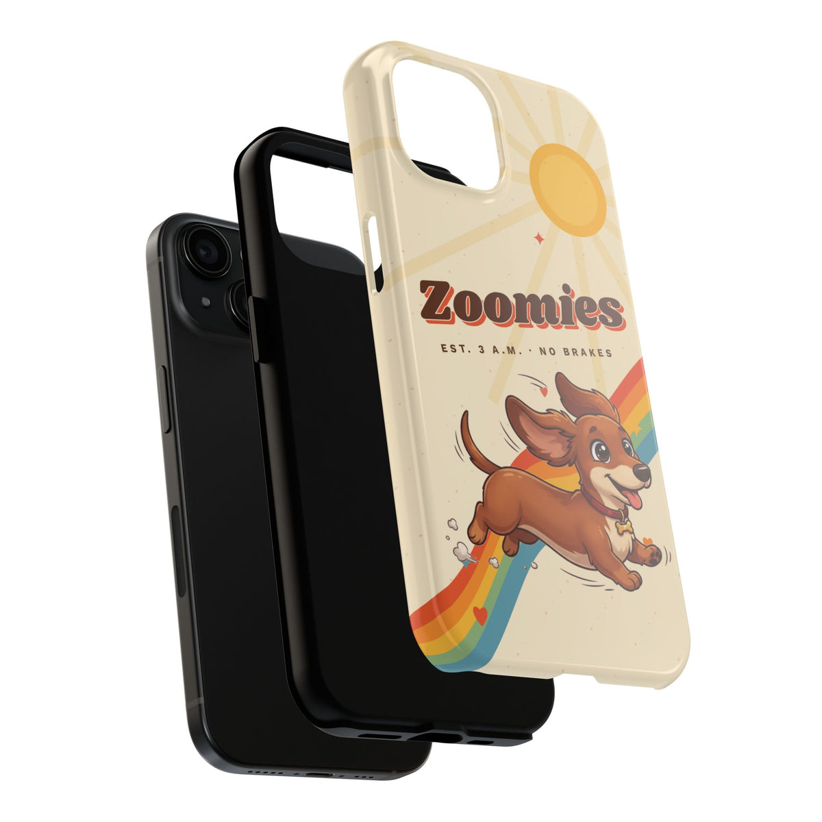 Dachshund Phone Case, Cute Wiener Dog iPhone Case, Retro Zoomies Doxie Gift, Tough iPhone 16 15 Case, Dachshund Mom Gift